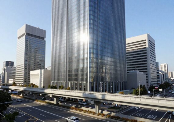 Edificio en Japón con autopista dentro