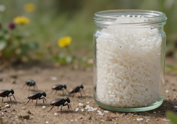 Remedio casero para hormigas: arroz en el jardín